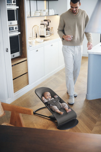 BABYBJORN - leżaczek BLISS WOVEN/JERSEY Tri Fabric, Ciemny Szary