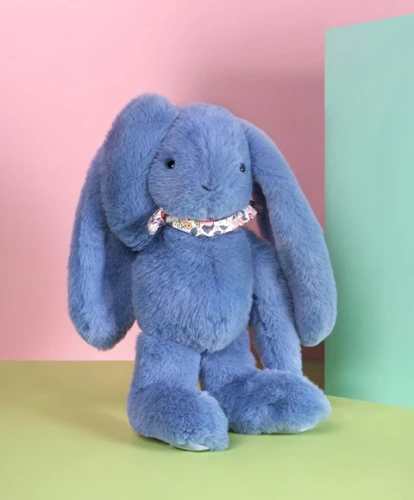 DOUDOU ET COMPAGNIE - pluszowy królik Lapin Fleurette, 35 cm, niebieski