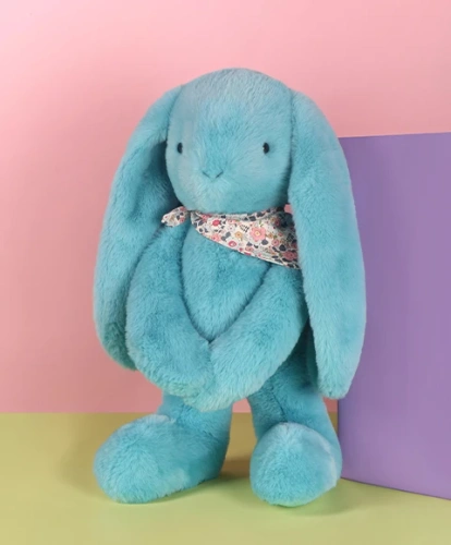 DOUDOU ET COMPAGNIE - pluszowy królik Lapin Fleurette, 50 cm, turkus