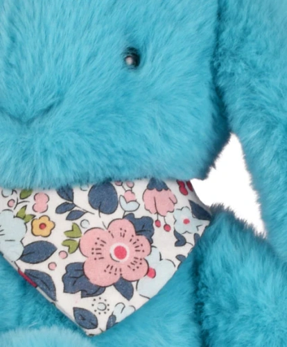 DOUDOU ET COMPAGNIE - pluszowy królik Lapin Fleurette, 25 cm, turkus
