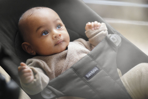 BABYBJORN - leżaczek BLISS WOVEN/JERSEY Tri Fabric, Ciemny Szary