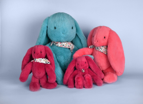 DOUDOU ET COMPAGNIE - pluszowy królik Lapin Fleurette, 25 cm, fuksja