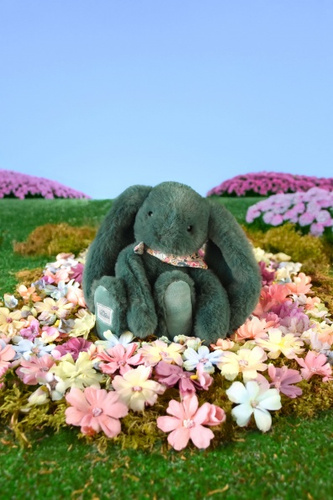 DOUDOU ET COMPAGNIE - pluszowy królik Lapin Fleurette, 25 cm, zielony eukaliptusowy