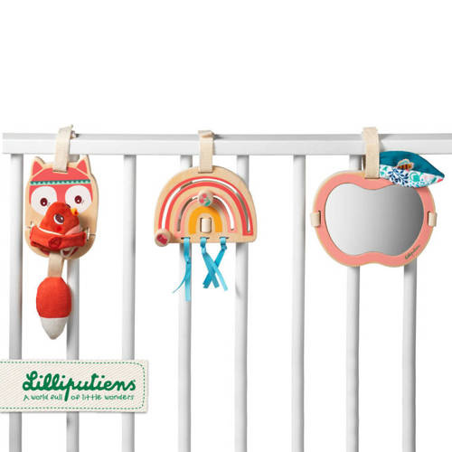 LILLIPUTIENS - Zestaw drewnianych zawieszek aktywizujących Lisiczka Alice 9 m+