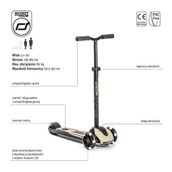 SCOOTANDRIDE - Highwaykick 5 LED - Hulajnoga trójkołowa balansowa ze świecącymi kółkami 5+ Ash