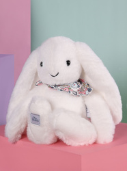 DOUDOU ET COMPAGNIE - pluszowy królik Lapin Fleurette, 25 cm, biały