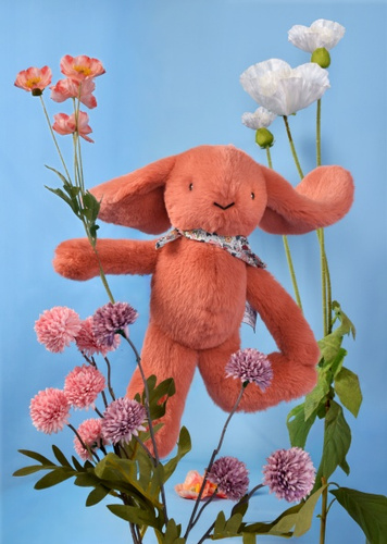 DOUDOU ET COMPAGNIE - pluszowy królik Lapin Fleurette, 35 cm, terakota