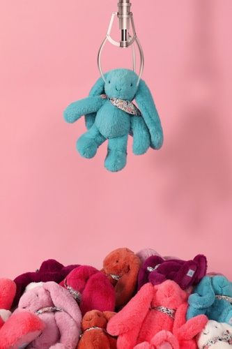 DOUDOU ET COMPAGNIE - pluszowy królik Lapin Fleurette, 35 cm, turkus