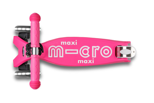 MICRO - składana hulajnoga trójkołowa Maxi Deluxe LED, shocking pink