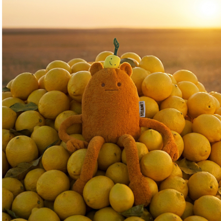 HISTOIRE D'OURS - MIAM! John Lemon, 40 cm, pomarańczowa cytryna