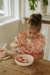 Elodie Details - Zestaw silikonowy - talerzyk i sztućce - rose bow