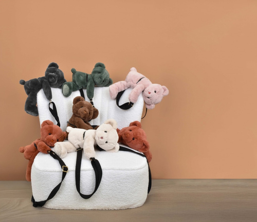 DOUDOU ET COMPAGNIE - pluszowa torba na ramię miś, pudrowy róż