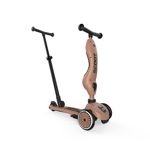 SCOOTANDRIDE - Highwaykick 1 Push and Go 2w1 Jeździk i hulajnoga z rączką do prowadzenia 1-5 lat Mocha