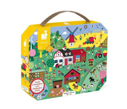 Janod - Puzzle obserwacyjne w walizce Farma 24 elementy 3+