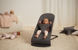 BABYBJORN - leżaczek BLISS WOVEN/JERSEY Tri Fabric, Ciemny Szary + zabawka do leżaczka - Googly Eyes