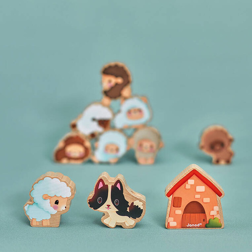 Janod - Nawlekanka z drewnianymi owieczkami Farma 2+