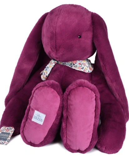 DOUDOU ET COMPAGNIE - pluszowy królik Lapin Fleurette, 70 cm, śliwka