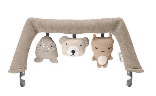 BABYBJORN - leżaczek BLISS Woven, piaskowoszary + zabawka Soft Friends