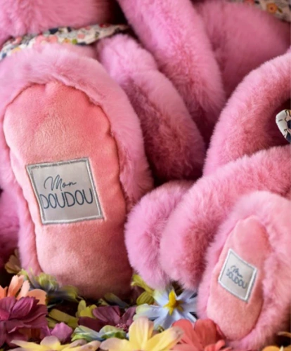 DOUDOU ET COMPAGNIE - pluszowy królik Lapin Fleurette cm, różowy grenadine