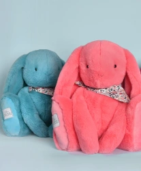 DOUDOU ET COMPAGNIE - pluszowy królik Lapin Fleurette, 50 cm, koral